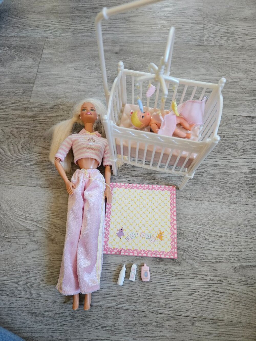 2000 Bedtime Baby Barbie and Krissy Playset